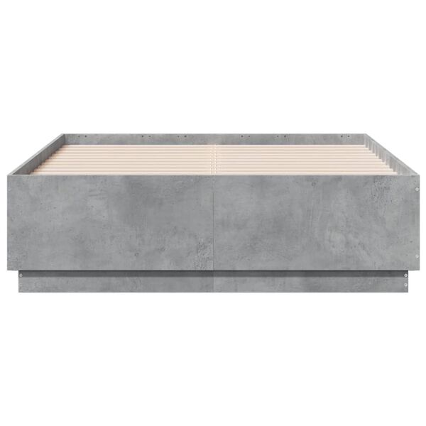 vidaXL Cadru de pat, gri beton, 120x190 cm, lemn prelucrat