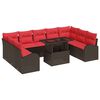 vidaXL Set de canapele pentru grădină cu pernă 10 pcs Maro poliratan