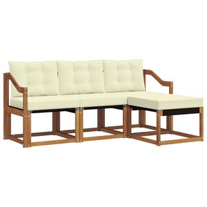 vidaXL Set de canapele de exterior cu pernă 4 pcs Natural și Crem