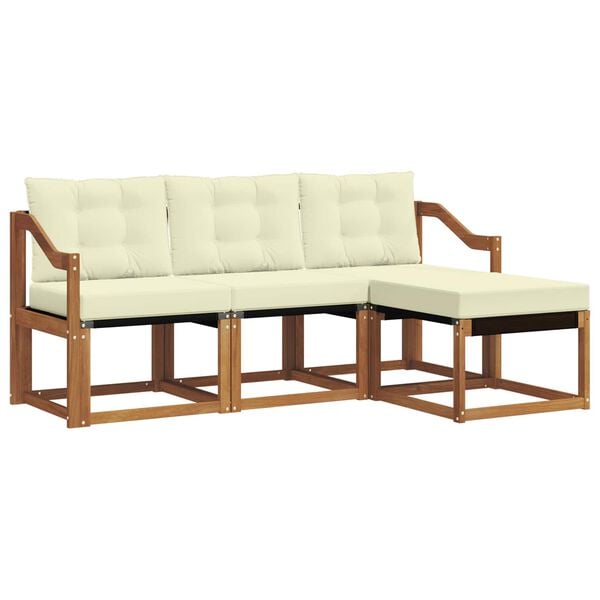 vidaXL Set de canapele de exterior cu pernă 4 pcs Natural și Crem
