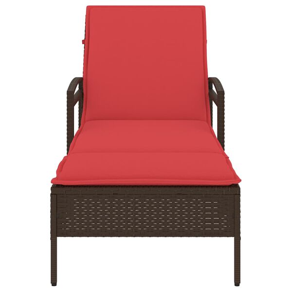 vidaXL Șezlong cu pernă maro 63x200x81 cm, poliratan (doar SUA)