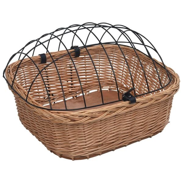 vidaXL Coș frontal bicicletă cu capac, 50x45x35 cm, salcie naturală