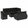 vidaXL Set mobilier de grădină cu perne, 9 piese, negru, poliratan