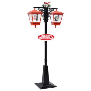 vidaXL Felinar stradal cu moș Crăciun, negru/roșu, 81x40x188 cm PVC