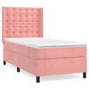 vidaXL Pat box spring cu saltea, roz, 90x190 cm, catifea