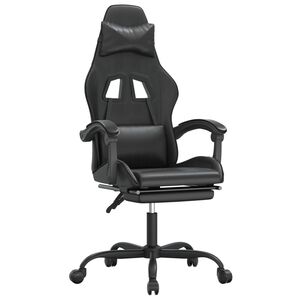 vidaXL Scaun de gaming cu suport picioare, negru, piele ecologică