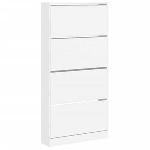 vidaXL Dulap de pantofi cu 4 sertare rabatabile, alb, 80x21x163,5 cm