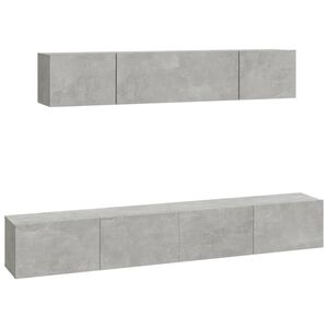 vidaXL Set dulap TV, 4 piese, gri beton, lemn prelucrat