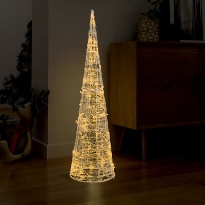 vidaXL Piramidă decorativă con de lumini cu LED alb cald 120 cm acril