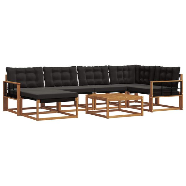 vidaXL Set de canapele de exterior cu pernă 19 pcs Natural și Negru