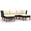 vidaXL Set mobilier de grădină cu perne, 5 piese, negru, poliratan