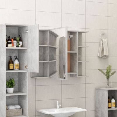 vidaXL Dulap de baie cu oglindă, gri beton, 80 x 20,5 x 64 cm, PAL