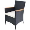 vidaXL Set mobilier de exterior 7 piese negru, poliratan, lemn acacia
