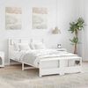 vidaXL Cadru de pat cu headboard Alb 135 x 190 cm Lemn compozit
