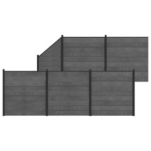 vidaXL Set de Gard 6 buc. 965 x 186 cm WPC și Aluminiu Gri