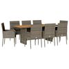 vidaXL Set mobilier grădină cu perne, 9 piese, gri, poliratan