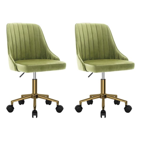 vidaXL Scaune de bucătărie pivotante, 2 buc., verde deschis, catifea