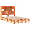 vidaXL Pat cu bibliotecă fără saltea maro 135x190 cm lemn masiv de pin