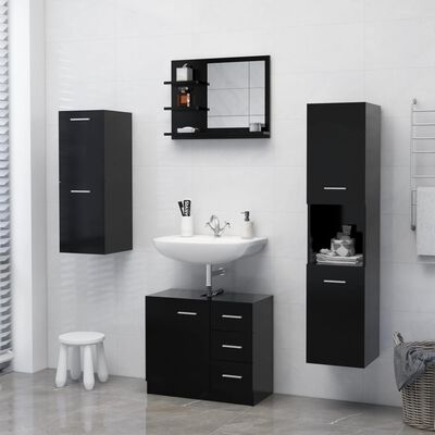 vidaXL Oglindă de baie, negru, 60 x 10,5 x 45 cm, PAL