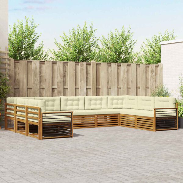 vidaXL Seturi de canapele 9 pcs Natural și Crem Lemn Solid de Acacia