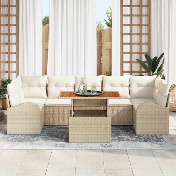vidaXL Set de canapele pentru grădină 8 pcs Bej Rattan poli