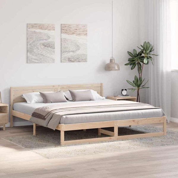 vidaXL Cadru de pat natural 180 x 200 cm Lemn de pin masiv