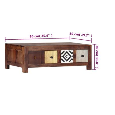 vidaXL Măsuță de cafea, 90 x 50 x 30 cm, lemn masiv de sheesham