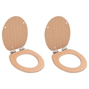 vidaXL Capace WC cu &icirc;nchidere silențioasă, 2 buc., MDF, design bambus