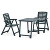 vidaXL Set mobilier de bistro pliabil, 3 piese, verde, plastic