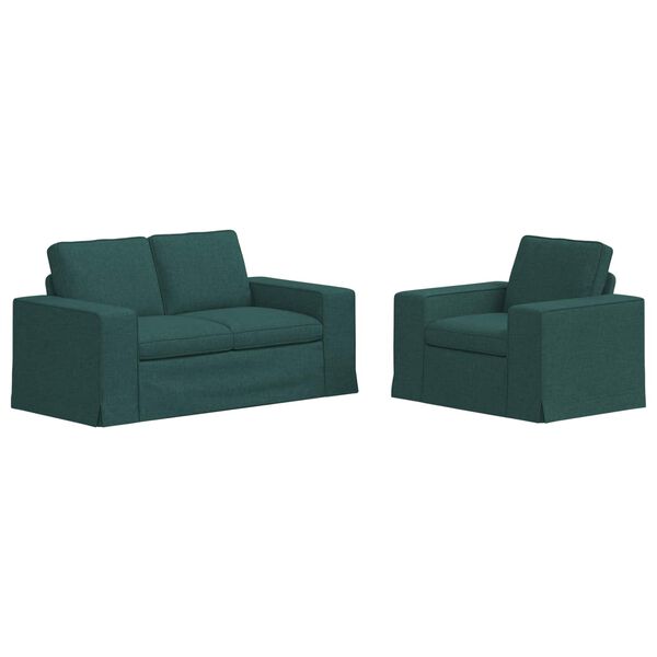vidaXL Canapea 2 pcs Verde &icirc;nchis 182 x 80 x 82 cm țesătură