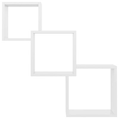vidaXL Rafturi de perete, cub, alb extralucios, 68x15x68 cm, PAL