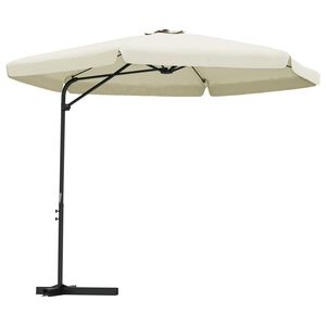 vidaXL Umbrelă soare de exterior cu st&acirc;lp din oțel, alb nisipiu 300 cm