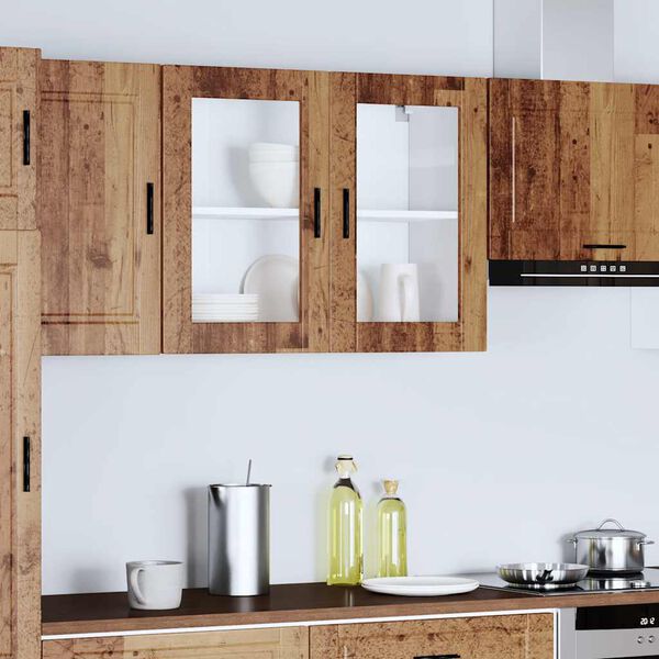 vidaXL Dulap de bucătărie cu ușă din sticlă din lemn vechi &bdquo;Porto&rdquo;.