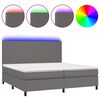 vidaXL Pat cu arcuri, saltea și LED, gri, 200x200 cm, piele ecologică
