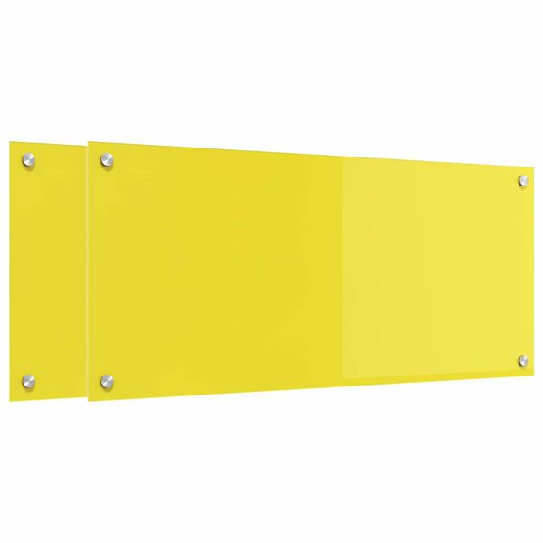 vidaXL Spate de bucătărie 2 pcs Galben 90 x 40 cm sticlă securizată