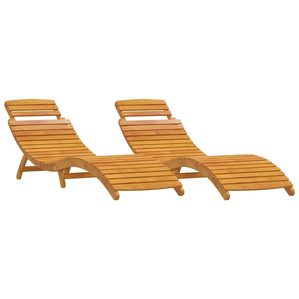 vidaXL Șezlong 2 pcs Maro 55 x 184 x 64cm Lemn Solid de Acacia
