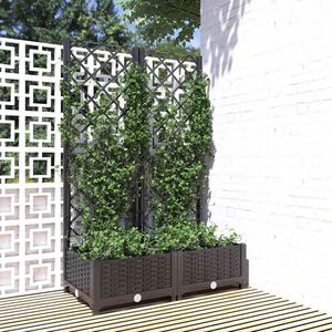 vidaXL Jardinieră de grădină cu spalier, neagră, 80x40x121,5 cm, PP