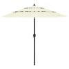 vidaXL Umbrelă de grădină 3 niveluri, stâlp aluminiu, nisipiu, 2,5 m
