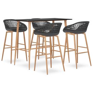 vidaXL Set mobilier de bar, 5 piese, negru și gri