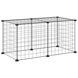 vidaXL Cușcă animale de companie, 8 panouri, negru, 70x35x35 cm, oțel