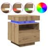 vidaXL Noptiere cu lumini LED, 2 buc., stejar artizanal, 40x39x48,5 cm
