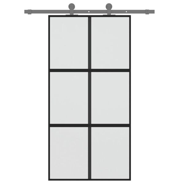 vidaXL Ușă glisantă, negru, 102,5x205 cm, sticlă securizată/aluminiu