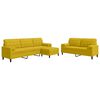 vidaXL Set de canapele cu perne/rulouri, 3 piese, galben, catifea