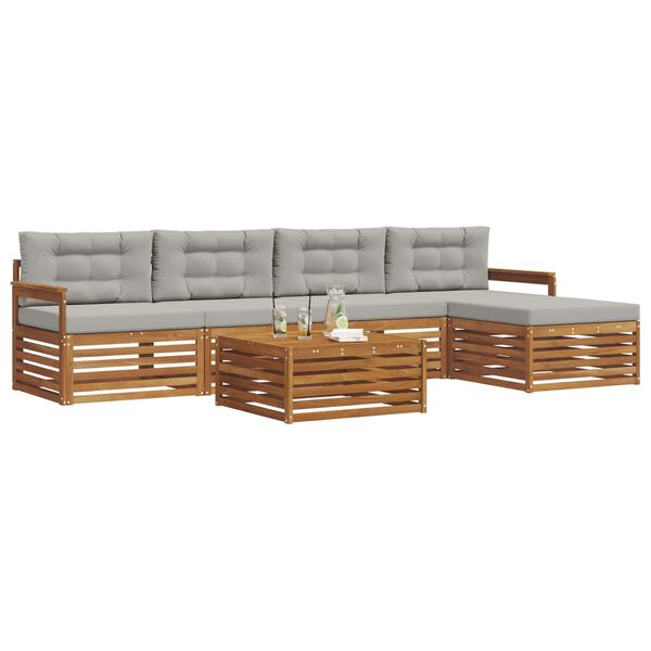 vidaXL Set de canapele de exterior 6 pcs Gri natural și deschis