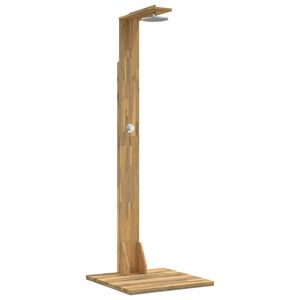 vidaXL Duș exterior 219 cm Lemn masiv de acacia și oțel inoxidabil Alb