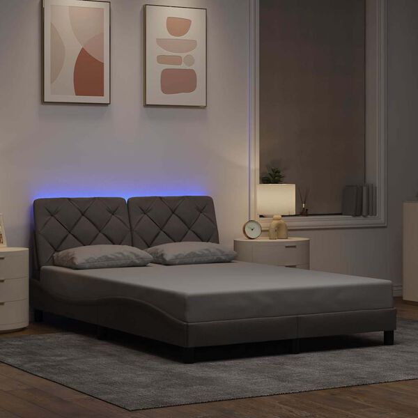 vidaXL Cadru de pat cu LED fără saltea Taupe 120x200 cm Material