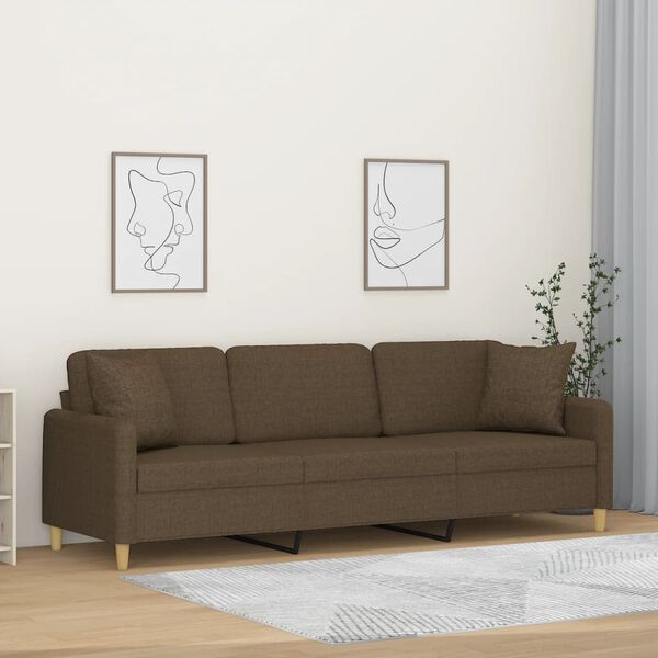 vidaXL Canapea cu 3 locuri cu perne&pernuțe maro 210 cm textil