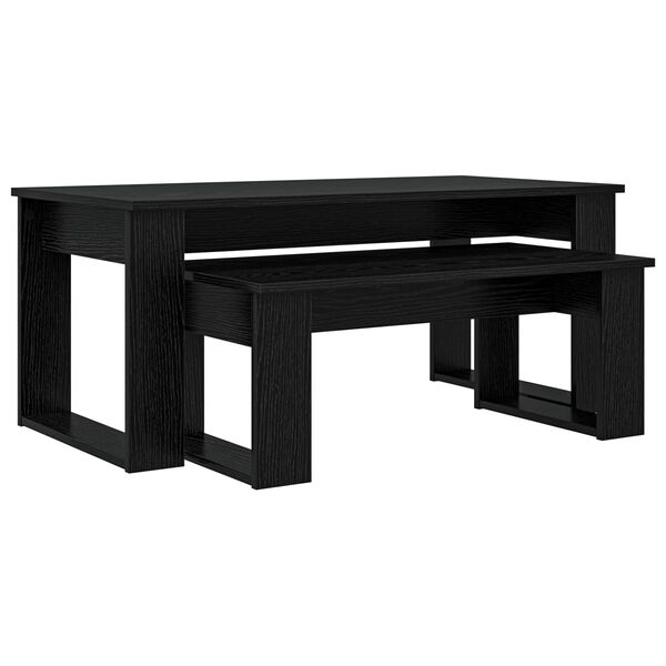 vidaXL Set de măsuțe de cafea 2 pcs Stejar Negru Lemn compozit