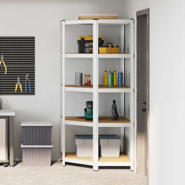 vidaXL Raft de colț cu raft Argintiu 90 x 90 x 198 cm Lemn compozit