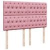 vidaXL Pat box spring cu saltea, roz, 160x200 cm, catifea